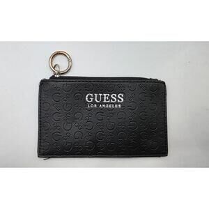 GUESS Los Angeles Logo Print Zip Coin Purse Black